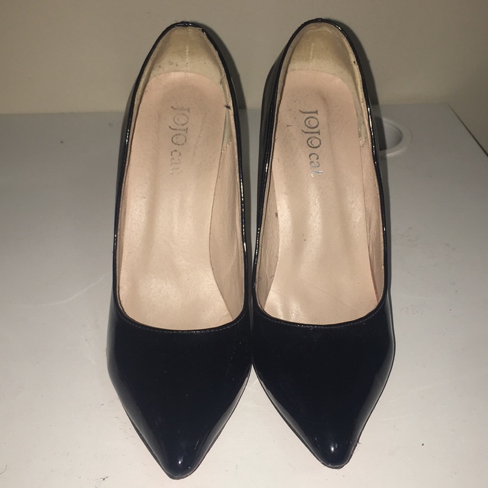 Black Leather Heels with Red Bottoms